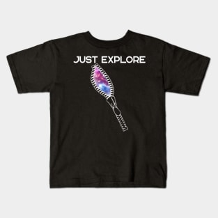 Just Explore Zip Space X Mission Galaxy Future Kids T-Shirt